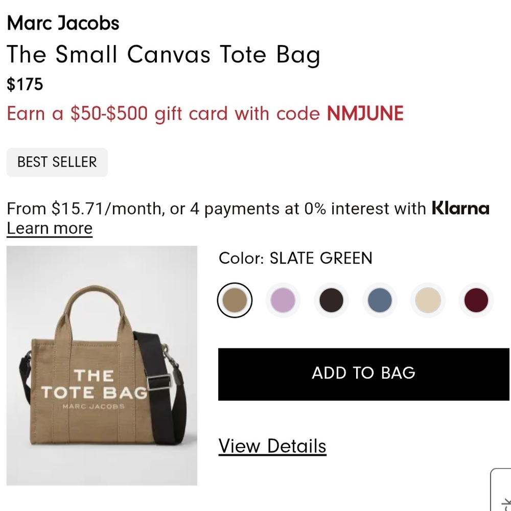Marc Jacobs Small Canvas Tote Bag in Tan and Black